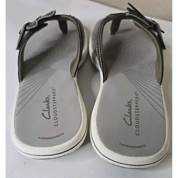 Clarks NWOB Women's 8 M Cloudsteppers Brinkley Flora Sandals Pewter NEW - Picture 5 of 6